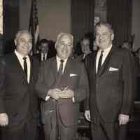 B+W photo of John J. Grogan with Louis De Pascale in City Council Chambers, Hoboken City Hall, no date, probably late 1965.