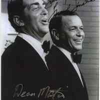 B+W repro of signed photo of Dean Martin & Frank Sinatra, (1967).