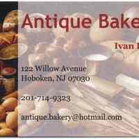 Business card: Antique Bakery, 122 Willow Avenue, Hoboken, NJ. No date (2007).