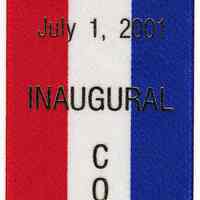 Commemorative ribbon: Mayor David Roberts, July 1, 2001, Inaugural Committee. Issued Hoboken, 2001.