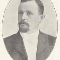 Printed B+W photograph of Emil Le Fevre, Black Diamond Express, 219 Bloomfield St., Hoboken, no date, ca. 1906-1908.