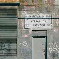 Color photo of wall sign for Cunningham Marine Hydraulics, 201 Harrison Street at 2nd Street, Hoboken, Jan. 3 & 4, 2002.