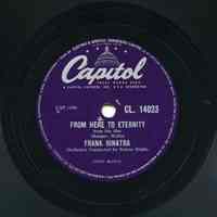 Record, Sinatra: From Here to Eternity; My One and Only Love. Capitol CL. 14023 (British issue). 78rpm, 1953.