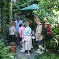 Digital color image of the gardens and people on the Secret Gardens Tour, Hoboken Historical Museum, Hoboken, June 9, 2002.