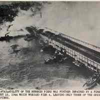 Digital image of B+W aerial photo of Hoboken pier fire, August 12, 1944.