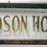 Transom window with lettering "Hudson Hotel", 99 Hudson St., Hoboken, no date, ca. 1920-1980.