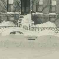 B+W photo of brownstone exteriors & street near 716 Bloomfield St., Hoboken, n.d., probably Dec. 27-28, 1947.