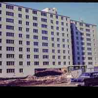 Color slide of a Church Towers apartment building.