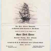 Invitation to Spar Deck Dance on the U.S.S. Portsmouth, Hoboken, June 15, 1907.