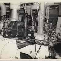 B+W photo of S.S. President Coolidge (2) engine room, Bethlehem Steel Shipyard, Hoboken, Dec. 24, 1957.