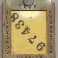 Todd Shipyards Corporation, Hoboken, employee identification badge. N.d., ca. 1940s to 1960.