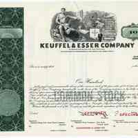 Certificate, specimen stock: Keuffel & Esser Company (Hoboken, N.J.); 100 Shares Common Stock, par value $1.00 (1965).