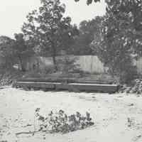 Digital image of B+W photo of former Maxwell House Coffee plant exterior, Beach Area South of Plant, Hoboken, 2003.