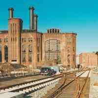 Digital image of color photo of the exterior of the former Hudson & Manhattan Rail Road powerhouse, Jersey City, March, 2000.