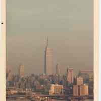 Color photo of the New York City skyline with the Empire State Building probably taken from Weekhawken, June, 1968.