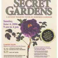 Poster for Secret Gardens Tour, Hoboken Historical Museum & Hoboken Garden Club, Hoboken, June 4, 2006.