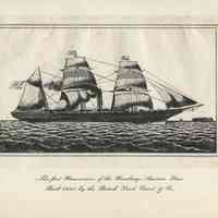Print: "The first Hammonia" of the Hamburg-America Line. Built 1885 [sic] by the British Yard Caird & Co. (Published ca. 2000.)