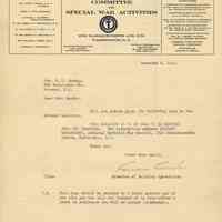 TLS from Cornelius Callaghan, National Catholic War Council to Mrs. F.P.[Mary H. Markey], Dec. 9. 1919 directing her to place a sign about the building for sale.