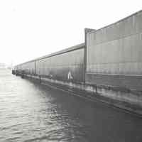 Digital image of B+W photo of former Maxwell House Coffee plant exterior, Pier Shed, Hoboken, 2003.