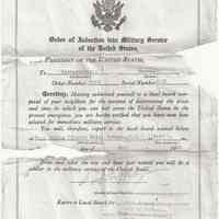 Order of Induction in Military Service of the United States to Lieberantonio Bonsanti, Hoboken, July 1, 1918.