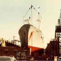 Digital scan of color photo of Bethlehem Steel Hoboken Shipyard, Hoboken, no date, circa 1970-1980.