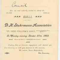 Invitation: Grand Annual Ball of D.H. Stuhrmann Assn., Odd Fellows