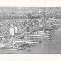          20: aerial photo of Hoboken looking north; train terminal at the bottom
   