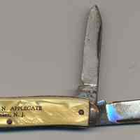 Pocket knife imprinted William N. Applegate, Hoboken, N.J. No date, circa 1910s-1920s.