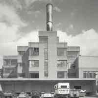 Digital image of B+W photo of former Maxwell House Coffee plant exterior, Can Factory, Hoboken, 2003.