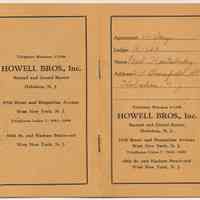 Credit account book of Fred Kostelecky, 218 Bloomfield St. for furniture from Howell Bros. Inc., 2nd & Grand Sts., Hoboken, 1954.