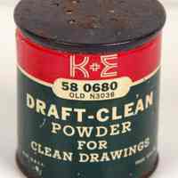 K&E Draft-Clean Powder, 58 0680; old N3036, distributed by Keuffel & Esser Co., n.d., 1956-1965.