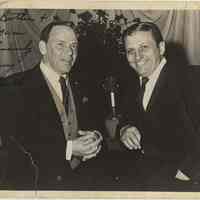 B+W photo of Frank Sinatra and Jimmy Roselli; inscribed & signed by Roselli. No place, no date, ca.1960-1965.