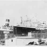 B+W photo of the S.S. American Importer in dry dock no. 2, Hoboken, no date, ca. 1940.