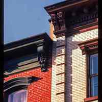          Color slide of detail view of cornices, bracket and brick pilaster at 204 3rd & 300 Garden picture number 1
   