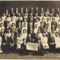 Sepia-tone group photo of Graduating Class, School No. 1, 1918.
