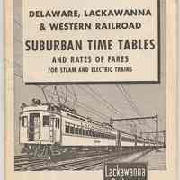 Timetable: D.L.& W. R.R. Suburban Time Tables & Rates of Fare for Steam & Electric Trains. Eff. March 1, 1952.