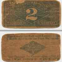 Ticket, 2 cents, Hudson & Manhattan Railroad, n.d., ca. 1911-1927.
