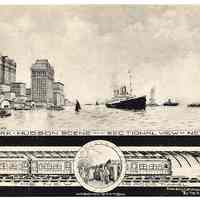 Postcard: New York - Hudson Scene and Sectional View of New Tube. The New McAdoo Tunnel. Hoboken Station. 1909.