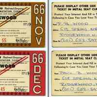 Tickets, transportation, 2: Erie Lackawanna Railroad Co., Monthly Commutation Ticket, between Hoboken & Ridgewood, Nov., Dec. 1966.
