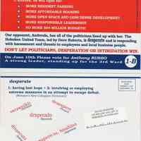 Political postcard supporting the candidacy of Anthony Russo in the June 10, 2003 run-off election for a Third Ward City Council seat, Hoboken, 2003.