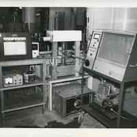 B+W photo of temperature testing of sensors for satellite at U.S. Testing Co. facility, Hoboken, n.d., ca. 1975-1980.