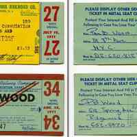 Tickets, transportation, 2: Erie Lackawanna Railway Co., Weekly Commutation Ticket, between Hoboken & Ridgewood or Gladstone, July, Aug. 1971.