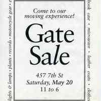         Gate Sale 038. 05-20-1995 457 7th St.
   