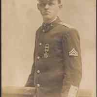 Digital image of photo of a man in military uniform, no place (Hoboken?), no date, circa 1880-1890.