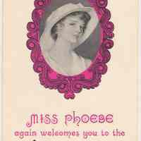 Miss Phoebe again welcomes you to the Erie Lackawanna. Issued by the Erie-Lackawanna R.R., n.d., ca. July or later, 1963.