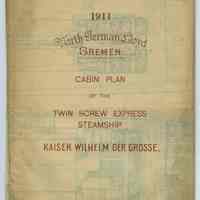 Cabin Plan, S.S. Kaiser Wilhelm der Grosse. 1911 North German Lloyd, Bremen. August 1911.