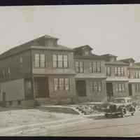 B&W photo of duplex housing complex at unknown location in New Jersey.