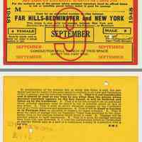 Ticket sample: D.L. & W. R.R., Restricted Monthly Commutation Sept. 1948 between Far Hills-Bedminster & N.Y.