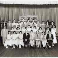 B+W photo of Sadie F. Leinkauf School graduating class, Hoboken, June 23, 1954.