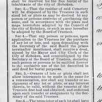          detail deed front left column: Hoboken Cemetery rules & regulations
   